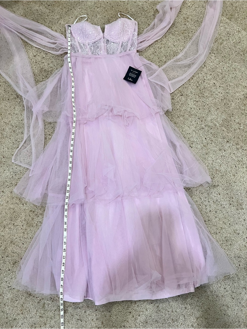 NWT Lulus Camie Light Pink Tulle Sequin Bustier Maxi Dress - Picture 5 of 8